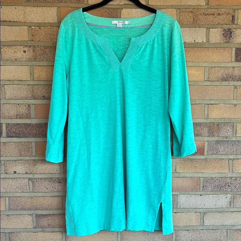 Boden Women’s 3/4 sleeve 100% Cotton V Neck Tunic MiniDress Size 10